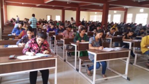 Candidates appearing in CET-2015 for SKUAST-Jammu on Sunday.
