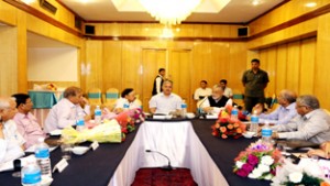 CUJ VC Prof Ashok Aima and others in advisory committee meeting on Wednesday.