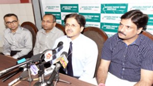 Chief of Cardiac Surgery, SPS Hospital, Ludhiana, Dr K C Mukherjee, addressing media persons at Jammu on Wednesday. -Excelsior/Rakesh