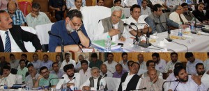 Chief Minister, Mufti Mohammad Sayeed, chairing District Development Board meeting of Kupwara district at Baramulla on Thursday.
