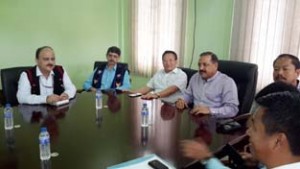 Union Minister Dr Jitendra Singh holding a meeting with Chief Minister Nagaland T.R. Zeliang, his Cabinet colleagues and senior members of State administration at Dimapur on Friday.
