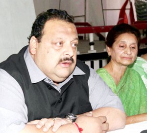 NC provincial president Devender Singh Rana talking to media persons on Thursday.     -Excelsior/Rakesh