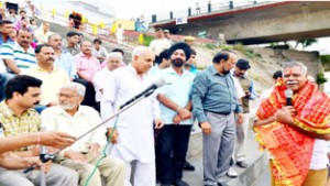Irrigation Minister Sukhnandan Kumar during a programme organised by Tawi Andolan.