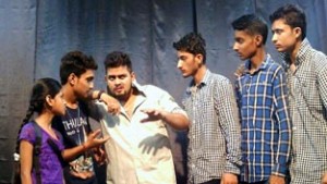 A scene from the play ‘Munna Bhai Ka Fan’ staged by Nat Manch in its Tuesday series.