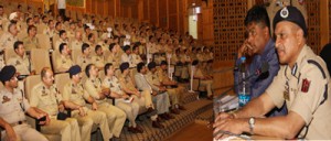DPG, K Rajendra addressing participants of workshop at Police Headquarters, Srinagar on Thursday.
