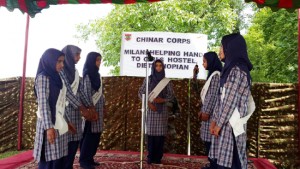 Girls who were provided assistance by Army during a function organized by Chinar Corps at Shopian in Valley.