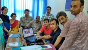 Members of SKUAST-TAJ launching the Association facebook page on Wednesday.