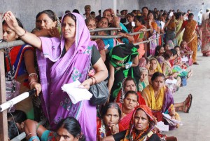 Yatris in long queue waiting for registration at Jammu Hatt on Friday. -Excelsior/Rakesh
