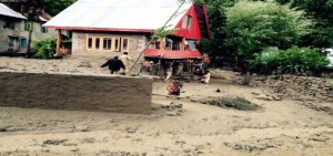 Damage caused by cloudburst at Sonamarg on Thursday.