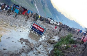 Damage caused by cloudburst at Baltal camp. -Excelsior/ Aabid Nabi