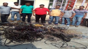 Electricity wires recovered from people using illegal connections in custody of PDD.