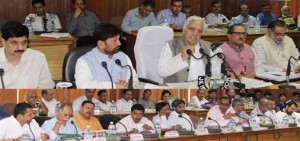 Chief Minister Mufti Mohammad Sayeed chairing District Development Board meeting of Udhampur on Thursday.