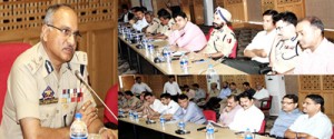 DGP K Rajendra Kumar briefing about National Water Sports Championship at Srinagar on Saturday.