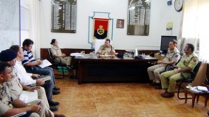 DIG Ashkoor Ahmed Wani interacting with Police officers at Kathua on Friday.