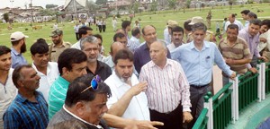 Minister for R&B, Syed Mohammad Bukhari during visit to Srinagar city on Thursday. 
