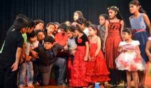 A scene from an English Play 'Matilda' organized by Natrang on Sunday.