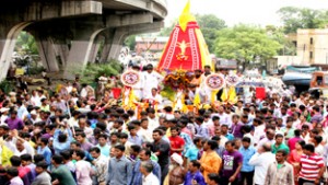 Rath Yatra of Lord Jagannath being taken out in Jammu on Saturday. -Excelsior/Rakesh