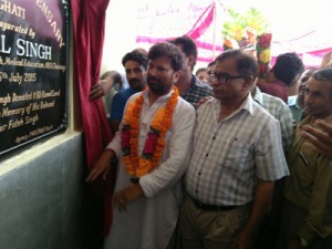 Health Minister Lal Singh inaugurating a health unit on Sunday. 