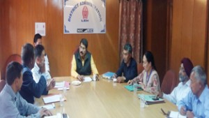 Deputy Commissioner Leh, Saugat Biswas chairing a meeting at Leh on Saturday. 