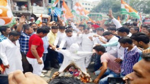 PYC activists staging protest in Kathua on Wednesday.