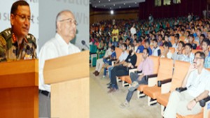 Lt Gen Subrata Shah and SMVDU VC delivering lectures at INSPIRE camp on Wednesday.