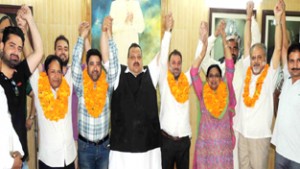 NC leaders after reconstitution of provincial committee of Jammu province.