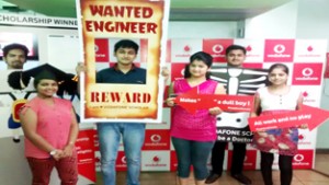 Meritorious students at Vodafone Scholarship Programme at Jammu.