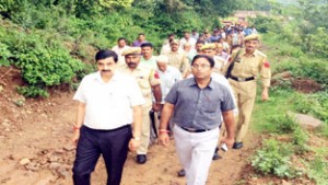 MoS Finance, Pawan Kumar Gupta during tour to different parts of Udhampur on Tuesday.