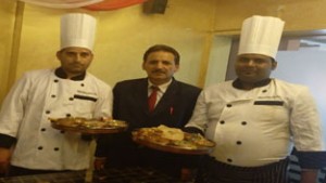 Chefs of Mint Leaf alongwith official showing special Wazwan Thalli.