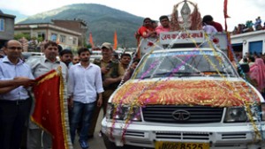 Deputy Commissioner Doda Bhupinder Kumar flagging off Trishul Bhaint Yatra.