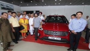 Deputy Commissioner Jammu Simrandeep Singh launching Creta SUV at Pace Hyundai.