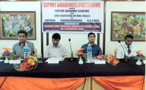 Dignitaries during export awareness programme at Jammu on Tuesday.