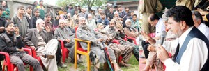 Minister for Transport, Abdul Gani Kohli addressing public gathering in Khansahib constituency on Saturday.