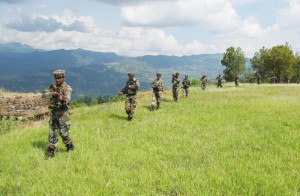 Troops guard the LoC during shelling.