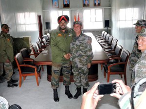 India, China Army officials during a meeting at DBO in Ladakh on Saturday.