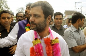 Congress vice president Rahul Gandhi at party headquarters at Maulana Azad Road in Srinagar on Friday.  —Excelsior/Amin War