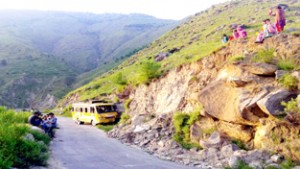 Ill-fated vehicle after accident near Dhara in district Doda. -Excelsior/Tilak Raj