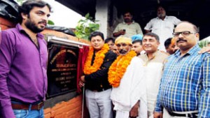 MLA, Jammu East, Rajesh Gupta, kick starting construction work of community hall at Prem Nagar in Jammu.