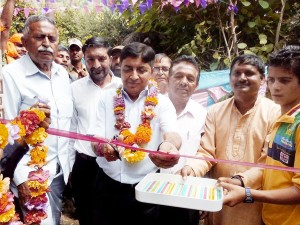 MLC Naresh Kumar Gupta laying foundation stone of the Community Hall at Ronda in Bhaderwah.