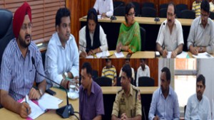 District Development Commissioner, Simrandeep Singh discussing arrangements for Janamashtami Festival in a meeting at Jammu on Saturday.