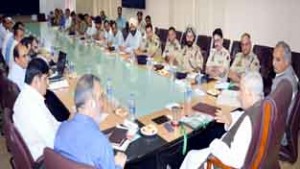 Chief Minister Mufti Mohammad Sayeed chairing a meeting at Srinagar on Wednesday.