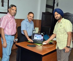 Divisional Commissioner Jammu Pawan Kotwal launching Biometric Attendance System at Jammu.