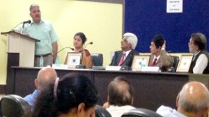 CUJ Vice-Chancellor Prof Ashok Aima delivering presidential remarks during an interactive session on Monday. 