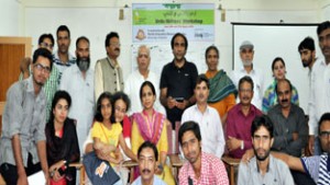 Urdu writers at concluding function of two- day workshop at Kashmir University on Friday.