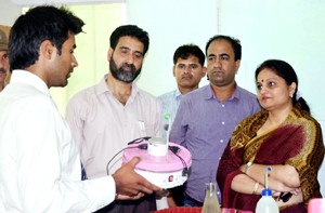 MoS Education, Priya Sethi during her visit to SP Higher Secondary School Srinagar.