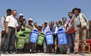 CEC, LAHDC Rigzin Spalbar alongwith others posing for a photograph at Leh.