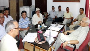 Members of J&K Ex-services league during a meeting at Jammu on Thursday.