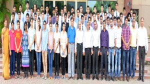 VC SMVDU posing with the students who were selected by TCS during its Campus Placement.