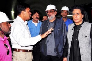 Minister for Finance, Dr Haseeb A Drabu during inspection of highway tunnel on Wednesday.