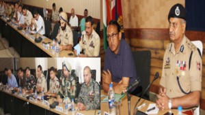 DGP, K Rajendra Kumar chairing a high level meeting at PCR on Saturday. 